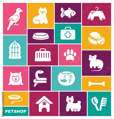Pets care icon set Vector illustration in flat style