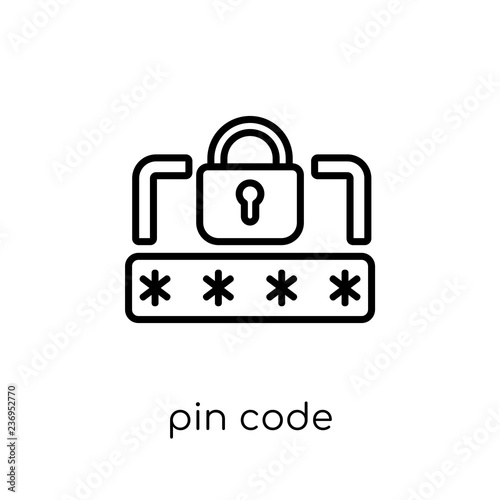 Pin code icon. Trendy modern flat linear vector Pin code icon on white background from thin line Internet Security and Networking collection