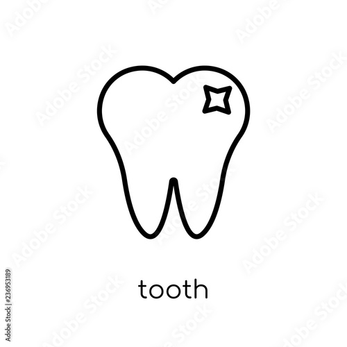 Tooth icon. Trendy modern flat linear vector Tooth icon on white background from thin line Human Body Parts collection