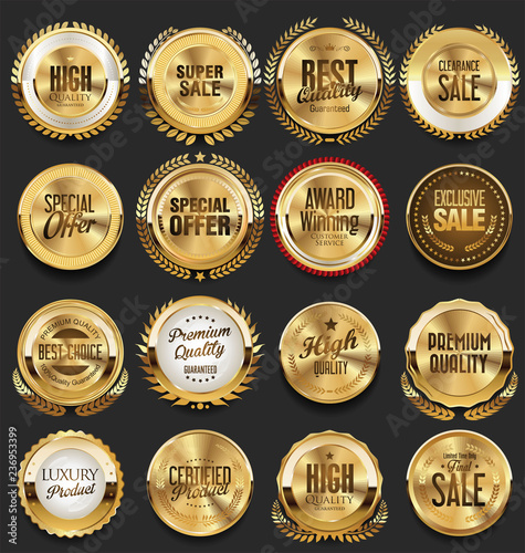 golden retro vintage badges and labels
