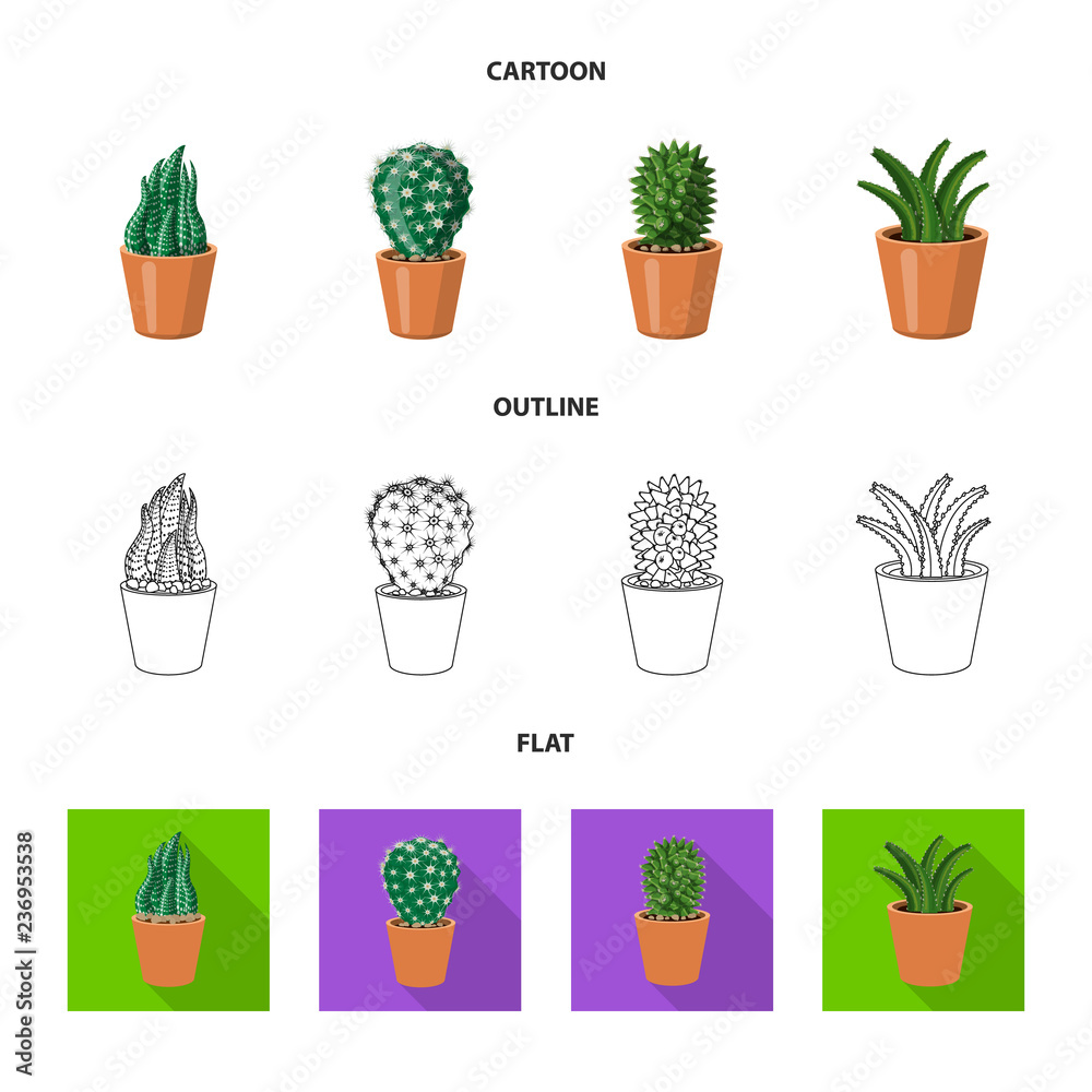 Vector illustration of cactus and pot logo. Set of cactus and cacti stock symbol for web. Vector illustration of cactus and pot logo. Set of cactus and cacti stock symbol for web.