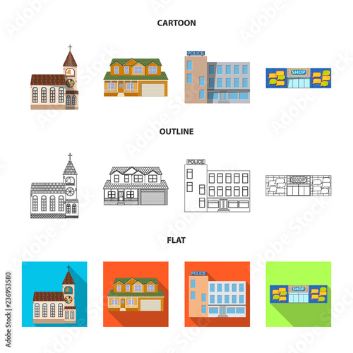 Vector illustration of building and front logo. Collection of building and roof vector icon for stock. © Svitlana