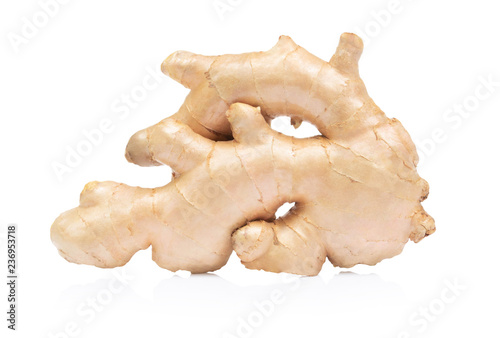 Canvas Print Fresh ginger root with sliced on white background for herb and medical product c