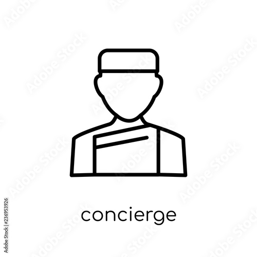 Concierge icon. Trendy modern flat linear vector Concierge icon on white background from thin line Professions collection