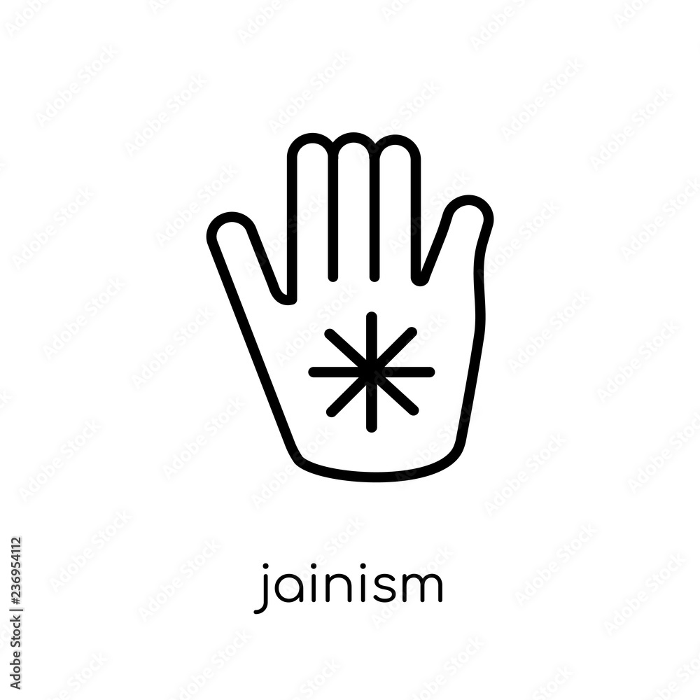 Fototapeta premium Jainism icon. Trendy modern flat linear vector Jainism icon on white background from thin line Religion collection