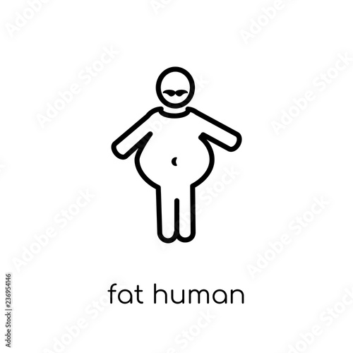 fat human icon. Trendy modern flat linear vector fat human icon on white background from thin line Feelings collection