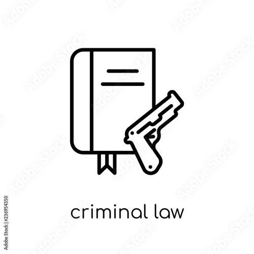 criminal law icon. Trendy modern flat linear vector criminal law icon on white background from thin line law and justice collection