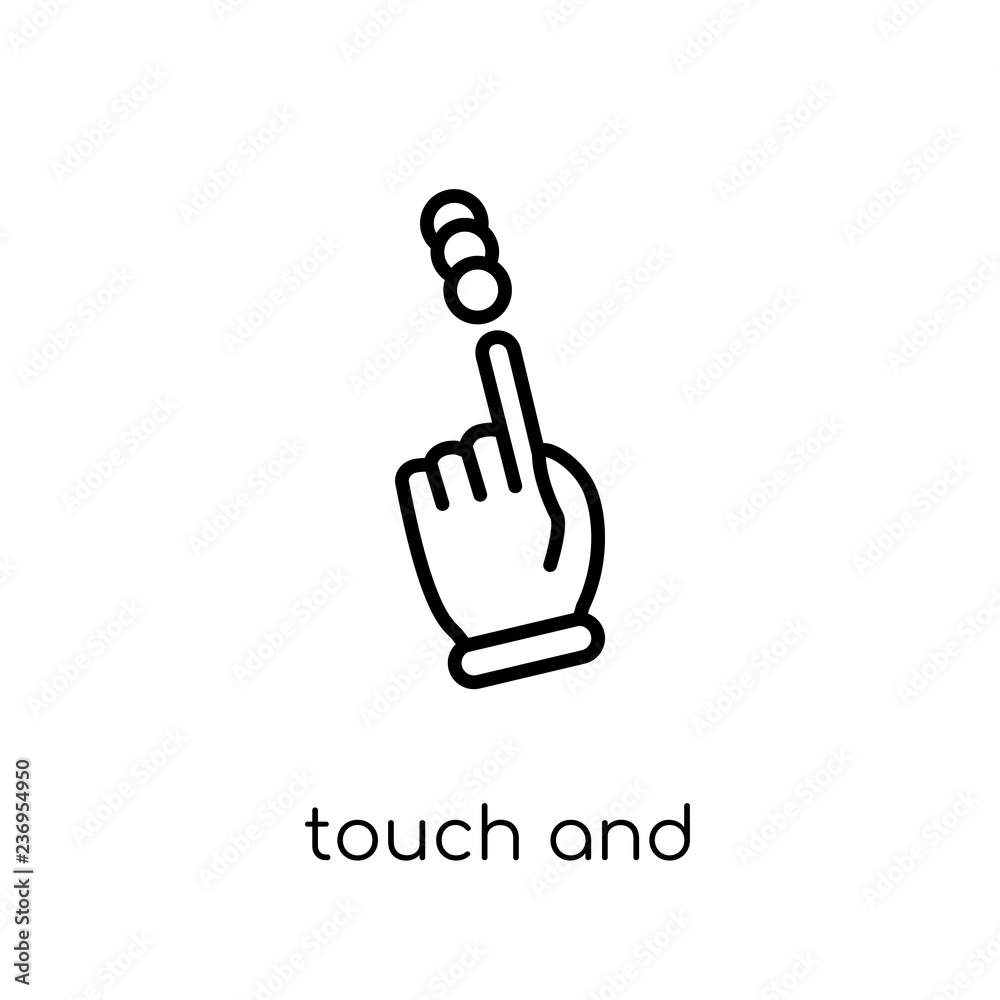 Touch and scroll gesture icon. Trendy modern flat linear vector Touch and scroll gesture icon. Trendy modern flat linear vector