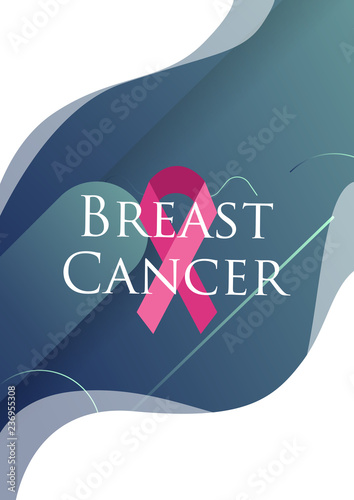 National Breast Cancer Awareness Month poster with pink ribbon