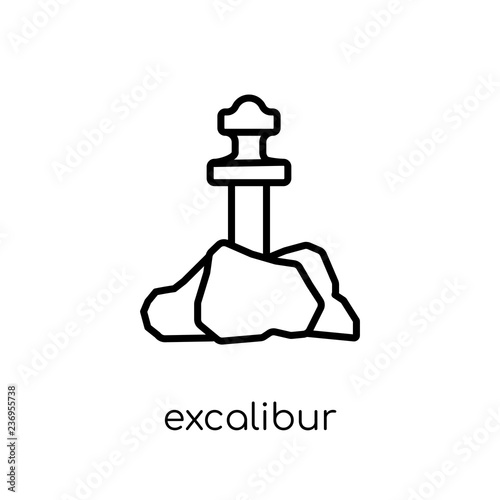 Excalibur icon. Trendy modern flat linear vector Excalibur icon on white background from thin line Fairy Tale collection