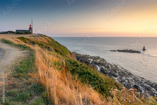 Atlantic coastline by the sunset.