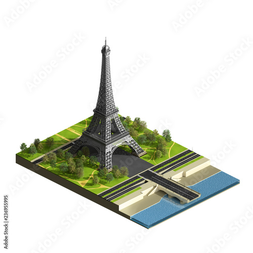 Eiffel tower isometric view