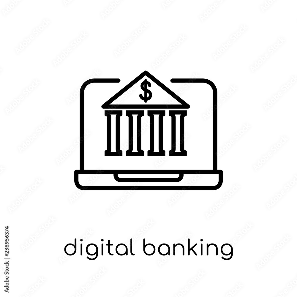digital banking icon. Trendy modern flat linear vector digital banking