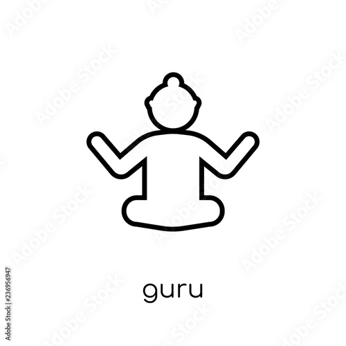 Guru icon. Trendy modern flat linear vector Guru icon on white background from thin line india collection
