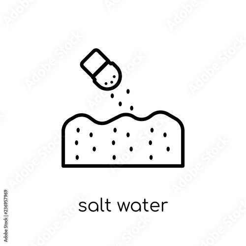 salt water icon. Trendy modern flat linear vector salt water icon on white background from thin line Nautical collection