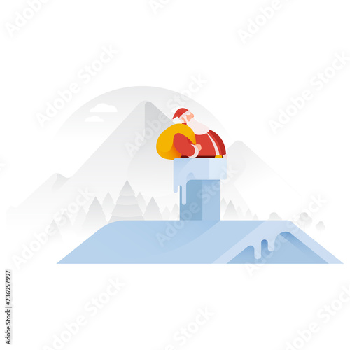 Santa going down chimney