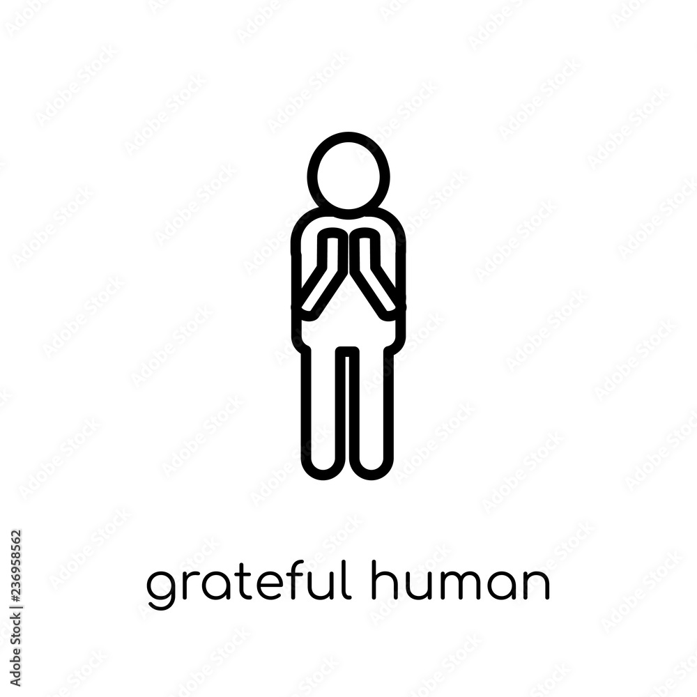 grateful human icon. Trendy modern flat linear vector grateful human icon on white background from thin line Feelings collection grateful human icon. Trendy modern flat linear vector grateful human icon on white background from thin line Feelings collection