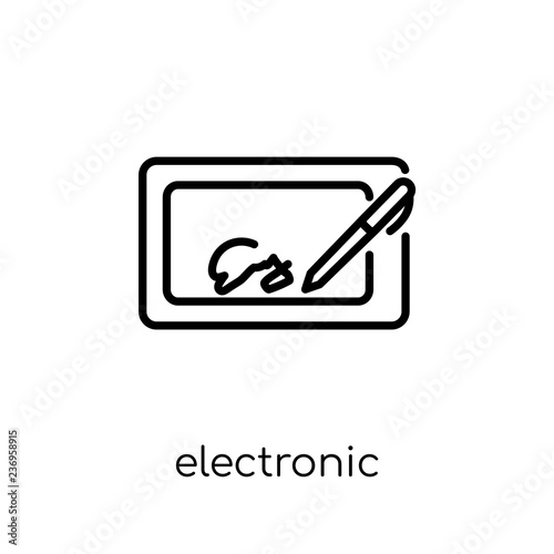 electronic signature icon. Trendy modern flat linear vector electronic signature icon on white background from thin line Electronic devices collection