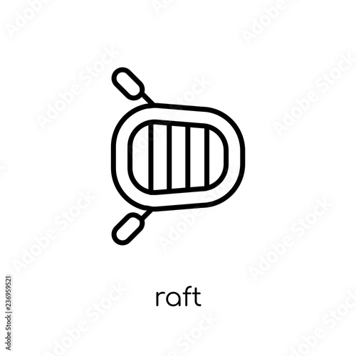 Raft icon. Trendy modern flat linear vector Raft icon on white background from thin line Nautical collection