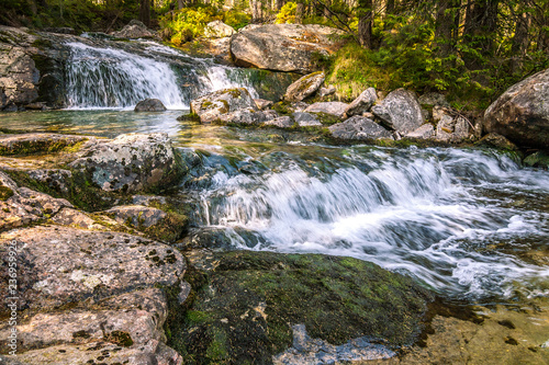 The Studenovodske waterfalls on a stream in the forest  High Tatras National Park  Slovakia  Europe.