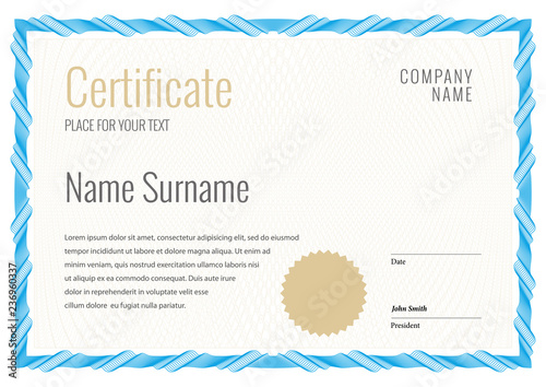 Certificate template. Diploma of modern design or gift certificate.