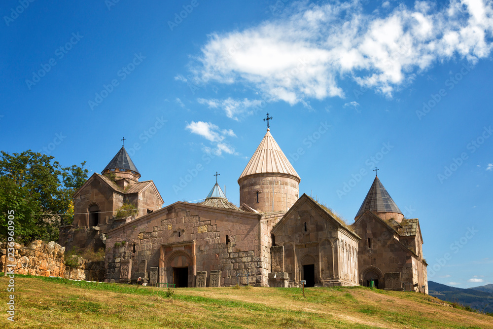 Goshavank-Armenian medieval monastery complex XII-XIII centuries in the village of Gosh in sunny day , Armenia.