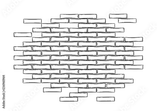 Graphic brick wall drawn in the engraving technique
