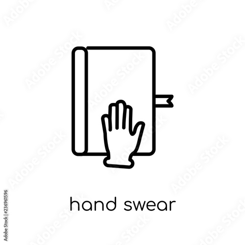 hand Swear icon. Trendy modern flat linear vector hand Swear icon on white background from thin line Hands and guestures collection