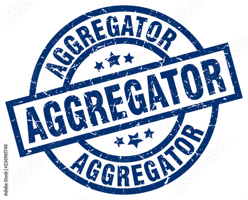aggregator blue round grunge stamp
