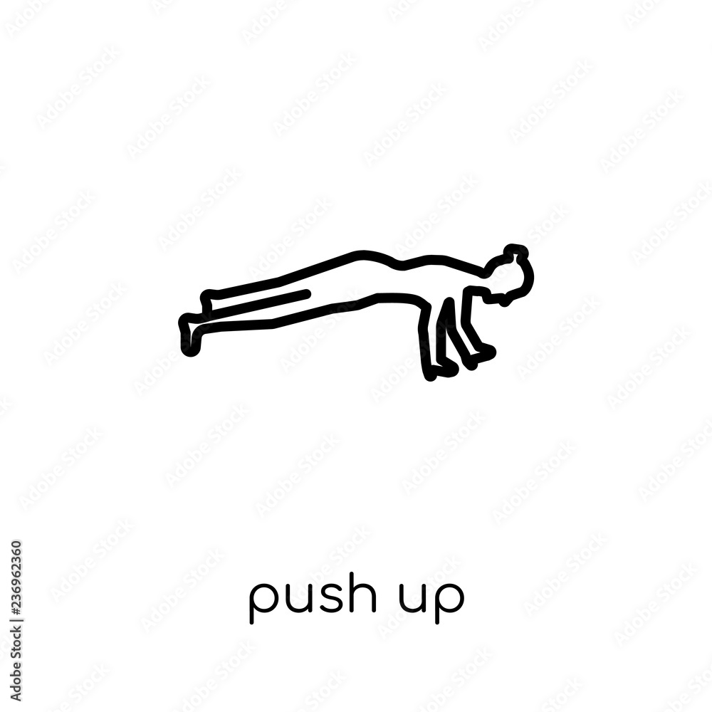 Push up icon. Trendy modern flat linear vector Push up icon on white background from thin line Gym and fitness collection Push up icon. Trendy modern flat linear vector Push up icon on white background from thin line Gym and fitness collection