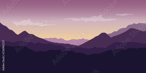 beautiful purple mountain wildlife nature landscape vector illustration EPS10 © krissikunterbunt