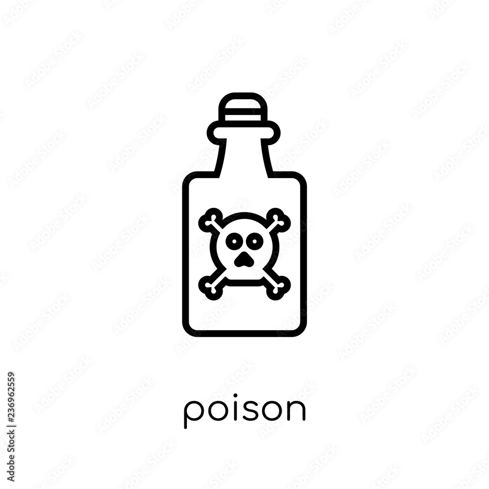 Poison icon. Trendy modern flat linear vector Poison icon on white background from thin line Health and Medical collection Poison icon. Trendy modern flat linear vector Poison icon on white background from thin line Health and Medical collection