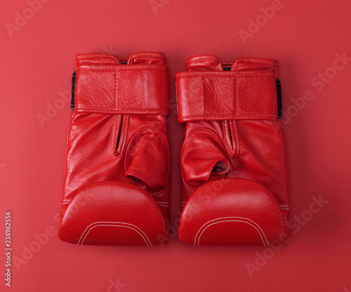 new red sport leather boxing gloves © nndanko