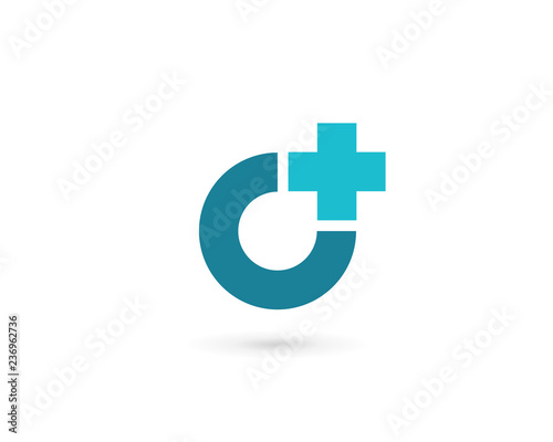 Cross plus medical logo icon design template elements with letter O