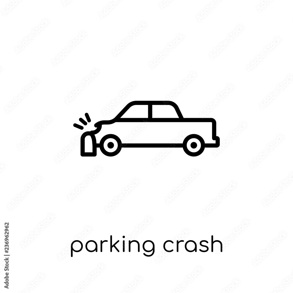 Parking crash icon. Trendy modern flat linear vector Parking crash icon on white background from thin line Insurance collection
