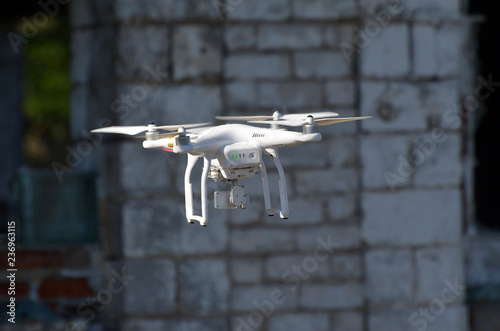 Drone quadrocopter with high resolution digital camera 