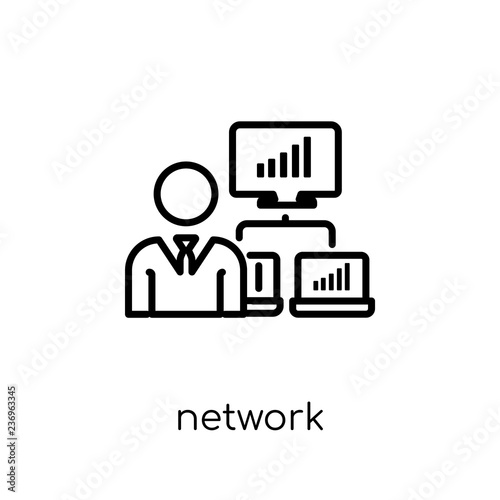 network adminstrator icon. Trendy modern flat linear vector network adminstrator icon on white background from thin line Internet Security and Networking collection, outline vector illustration