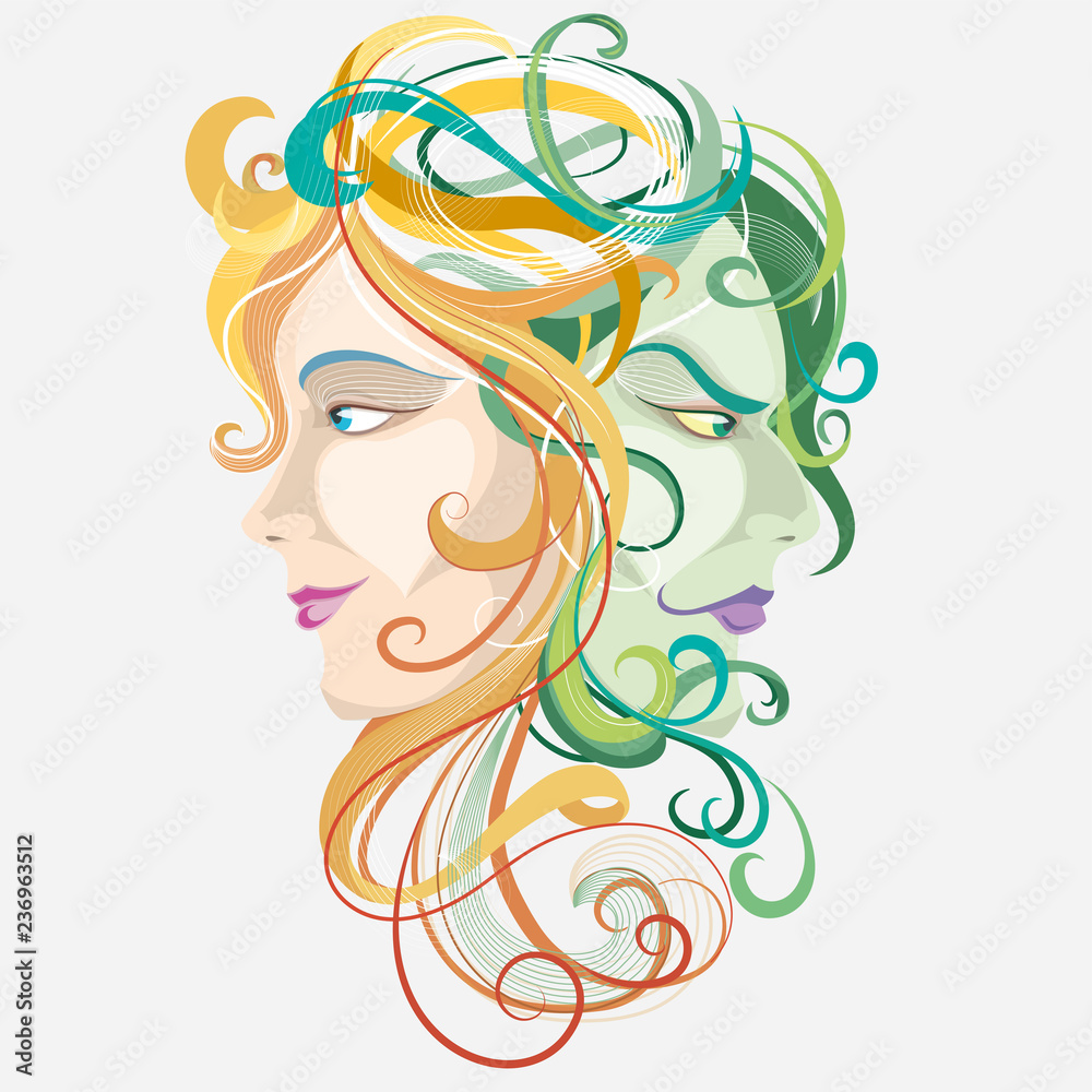 Zodiac sign, Gemini. Stock Vector | Adobe Stock