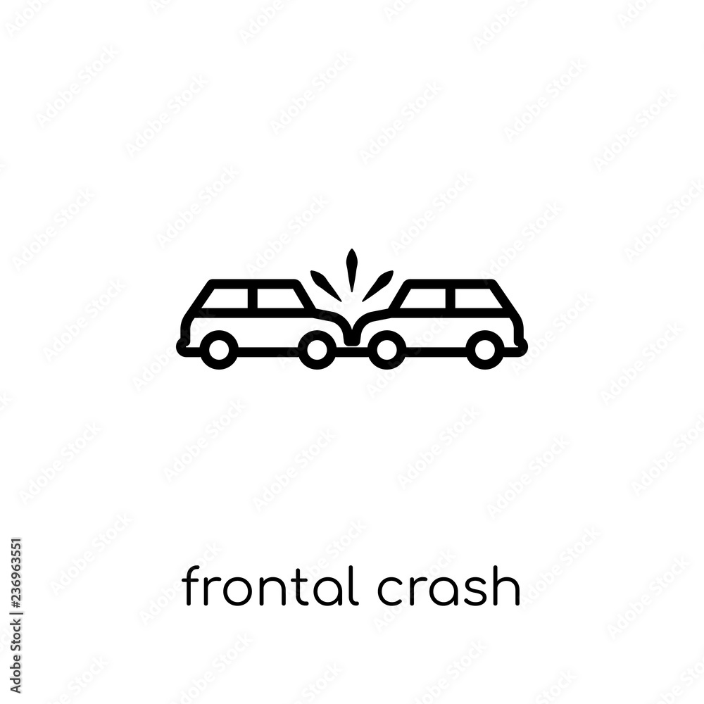 Frontal crash icon. Trendy modern flat linear vector Frontal crash icon on white background from thin line Insurance collection