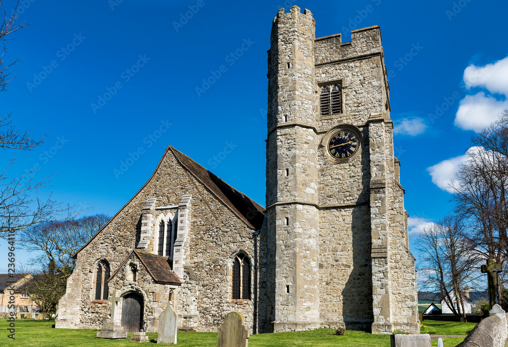 Naklejka premium All Saint's Church in Snodland, Near Maidstone, Kent, England, sitting near the banks of the River Medway taken on a warm spring afternoon.