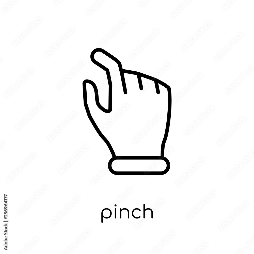 Pinch icon. Trendy modern flat linear vector Pinch icon on white background from thin line Hands and guestures collection Pinch icon. Trendy modern flat linear vector Pinch icon on white background from thin line Hands and guestures collection