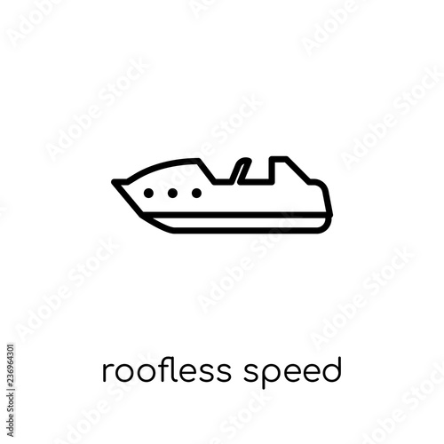 Roofless Speed Boat icon. Trendy modern flat linear vector Roofless Speed Boat icon on white background from thin line Nautical collection