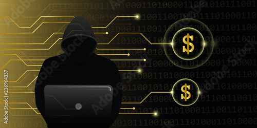 hacker steal dollars cyber crime attack vector illustration EPS10
