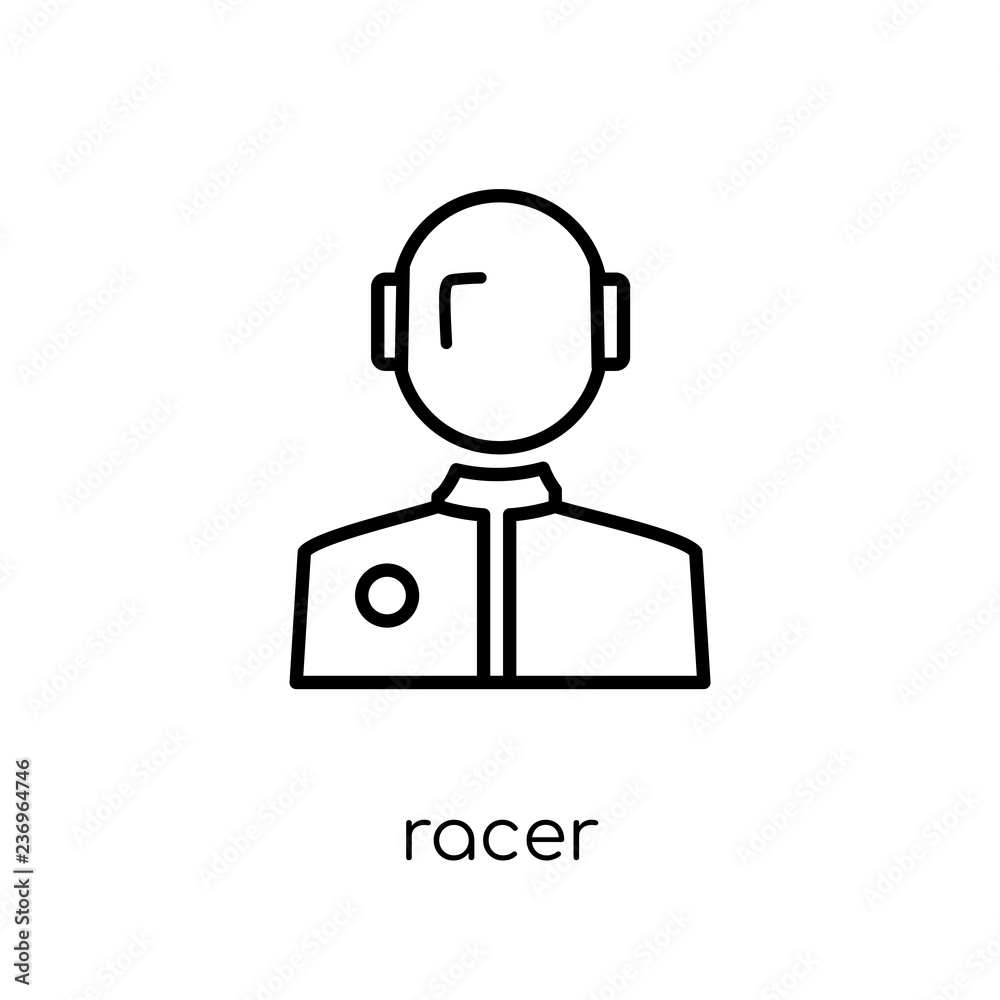 Racer icon. Trendy modern flat linear vector Racer icon on white background from thin line Professions collection