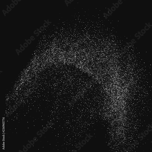 White  Abstract Particles On Black Background. Falling Snowflakes Imitation.  Digitally Generated Image. Vector Illustration, Eps 10.