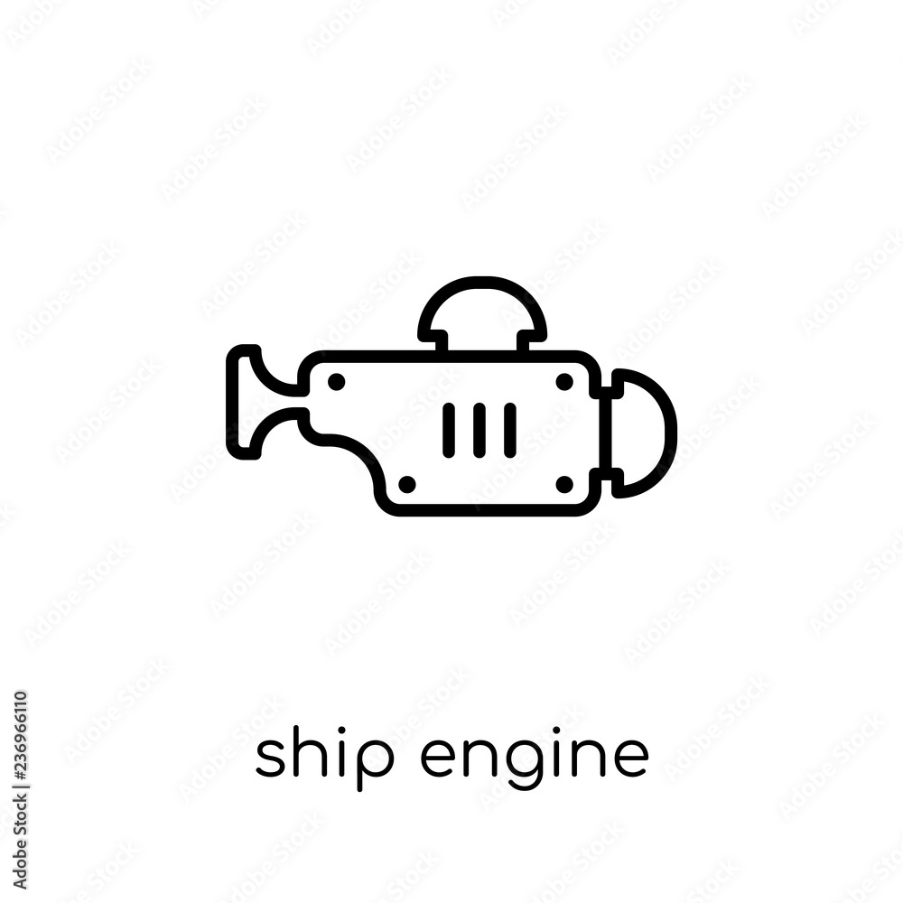 Ship Engine icon. Trendy modern flat linear vector Ship Engine icon on white background from thin line Nautical collection Ship Engine icon. Trendy modern flat linear vector Ship Engine icon on white background from thin line Nautical collection