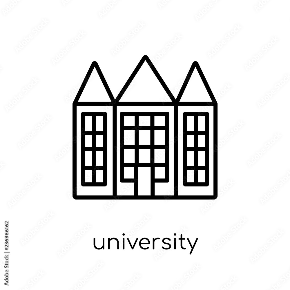 University icon. Trendy modern flat linear vector University icon on white background from thin line E-learning and education collection