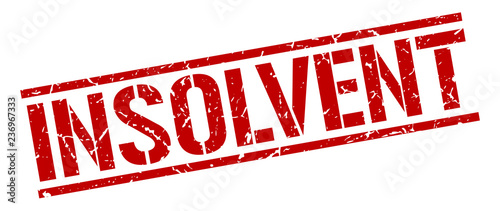 insolvent red grunge square vintage rubber stamp