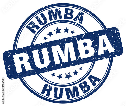 rumba blue grunge round vintage rubber stamp