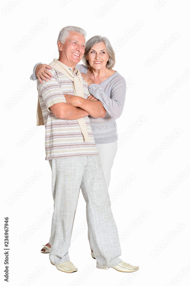 Portrait of beautiful senior couple posing on white background Portrait of beautiful senior couple posing on white background